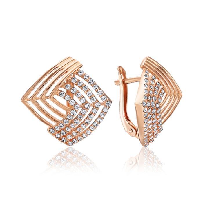 Золоті сережки з фіанітами. Артикул 22213/01/0/13