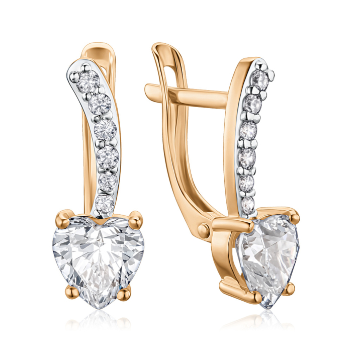 Золоті сережки "Серця" з фіанітами Tesori 22295/01/1/4649