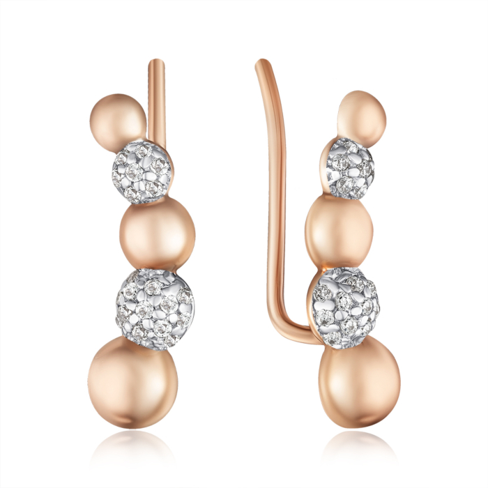 Золотые каффы с фианитами. Артикул 22303/01/1/1