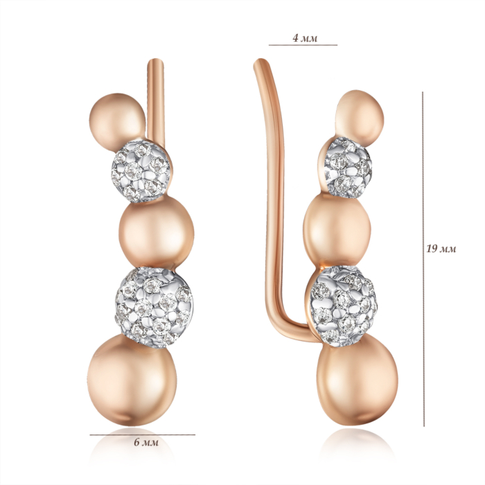 Золотые каффы с фианитами. Артикул 22303/01/1/1