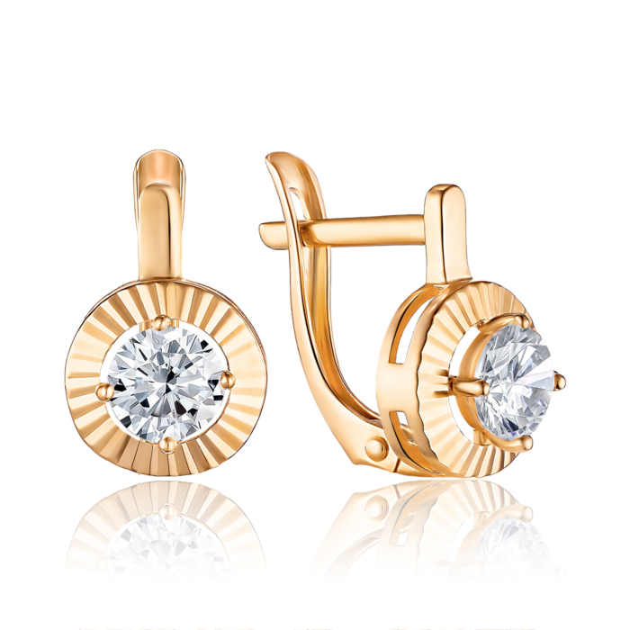 Золотые серьги с фианитом. Артикул 22308/01/2/100