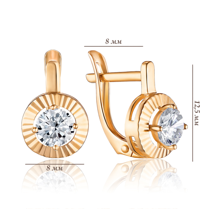 Золотые серьги с фианитом. Артикул 22308/01/2/100