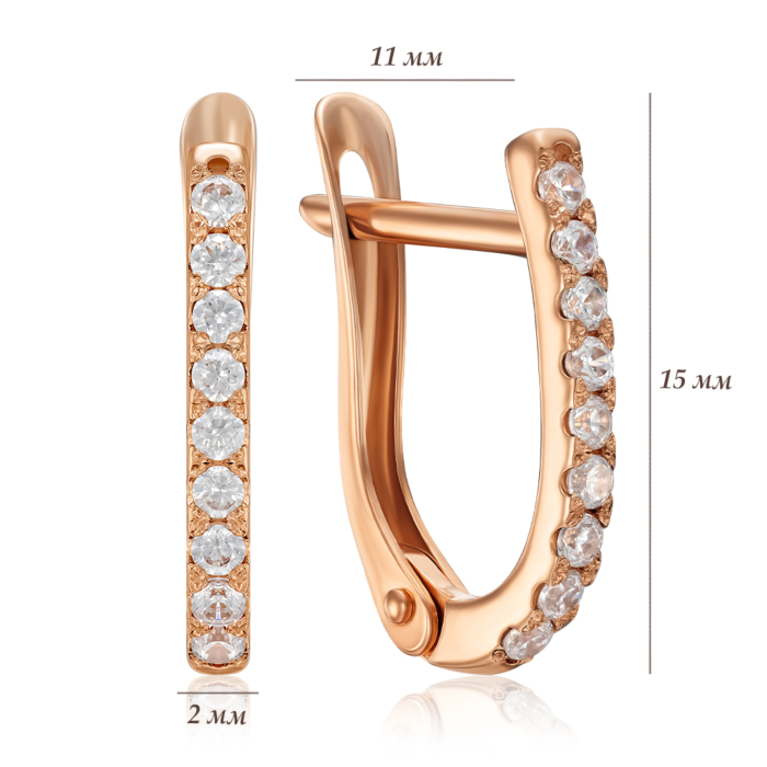 Золоті сережки з фіанітами. Артикул 22309/08/0/3
