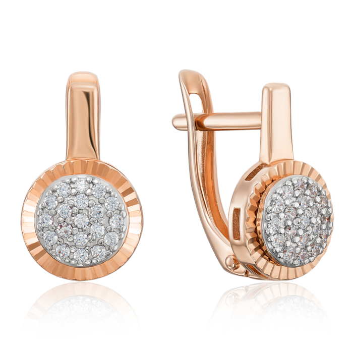 Золотые серьги с фианитами. Артикул 22317/01/3/42