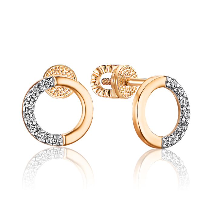 Золоті сережки з фіанітами. Артикул 22331/08/1/13