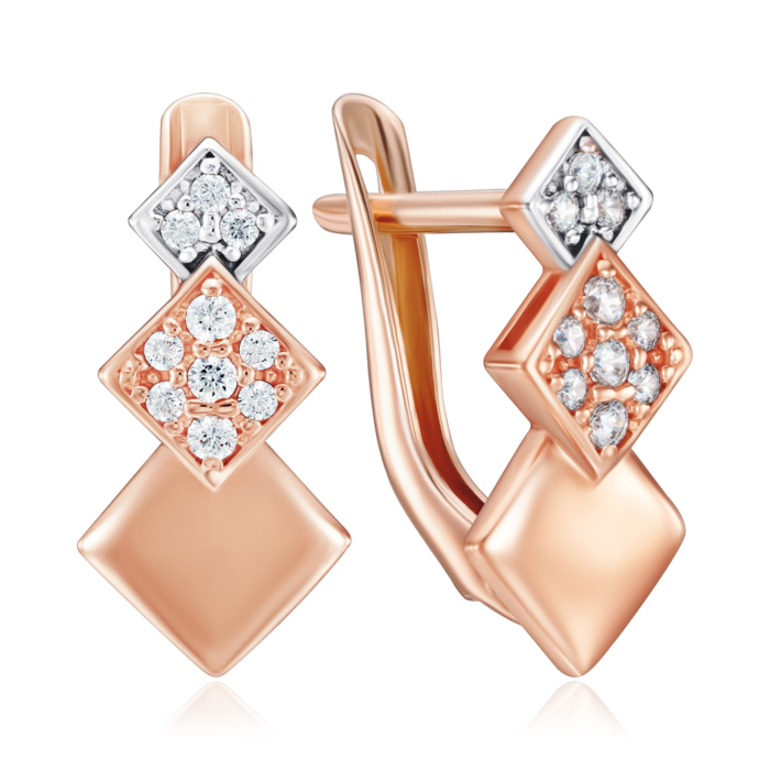 Золоті сережки з фіанітами. Артикул 22332/01/1/36