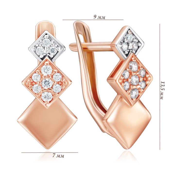 Золоті сережки з фіанітами. Артикул 22332/01/1/36