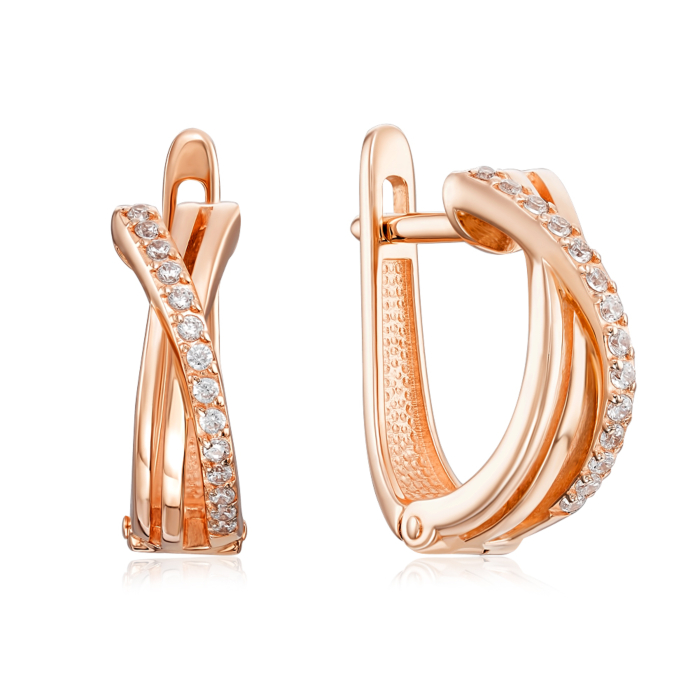 Золоті сережки з фіанітами. Артикул 22358/01/0/1