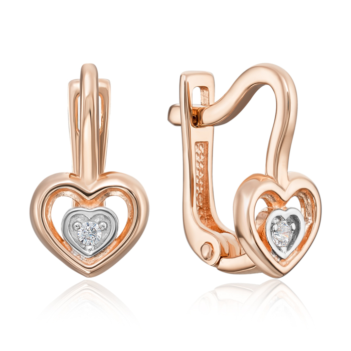 Золоті сережки з фіанітами. Артикул 22365/01/1/13