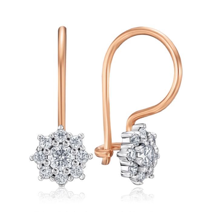 Золоті сережки з фіанітами. Артикул 22386/01/1/45