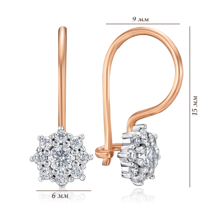 Золоті сережки з фіанітами. Артикул 22386/01/1/45