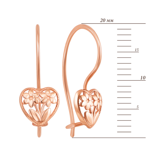 Золотые серьги «Сердце». Артикул 2238