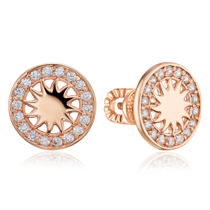 Золоті пусети з фіанітами. Артикул 22392/01/0/13