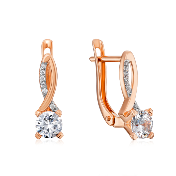 Золоті сережки з фіанітами. Артикул 22398/01/1/15