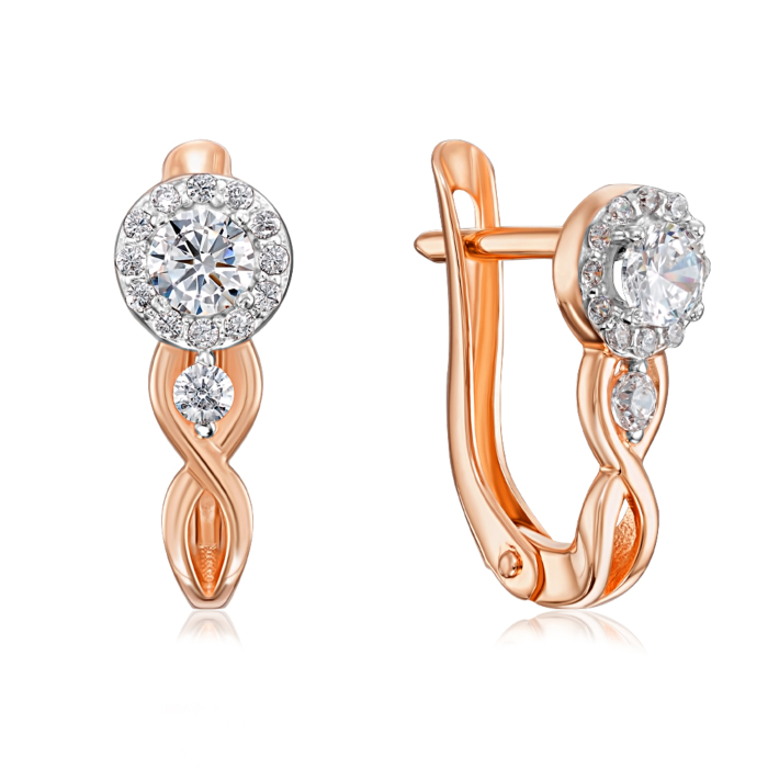 Золоті сережки з фіанітами. Артикул 22407/01/1/3125