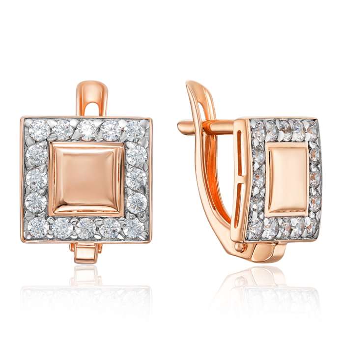 Золотые серьги с фианитами. Артикул 22408/01/1/3