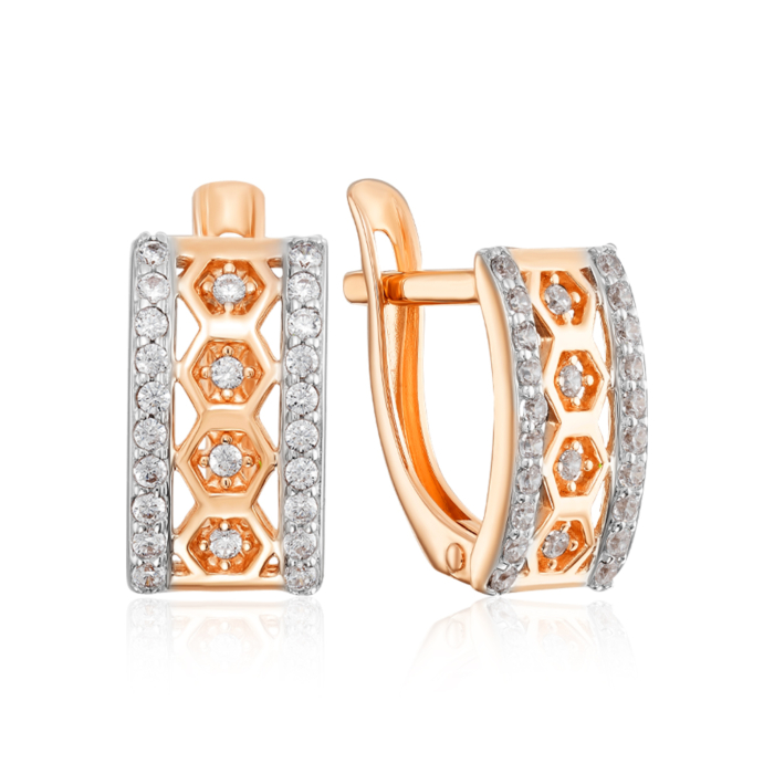 Золоті сережки з фіанітами. Артикул 22409/01/1/1