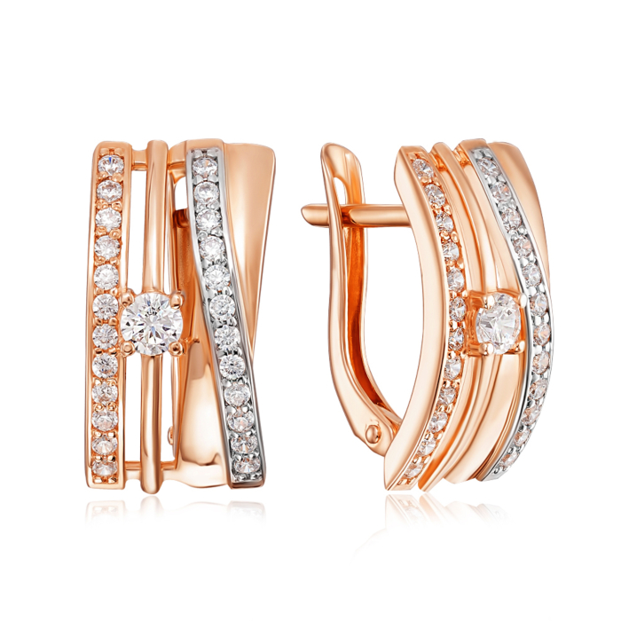 Золоті сережки з фіанітами. Артикул 22410/01/1/176