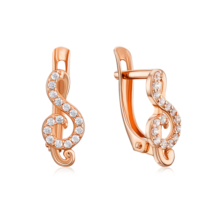 Золоті сережки з фіанітами. Артикул 22416/01/0/1