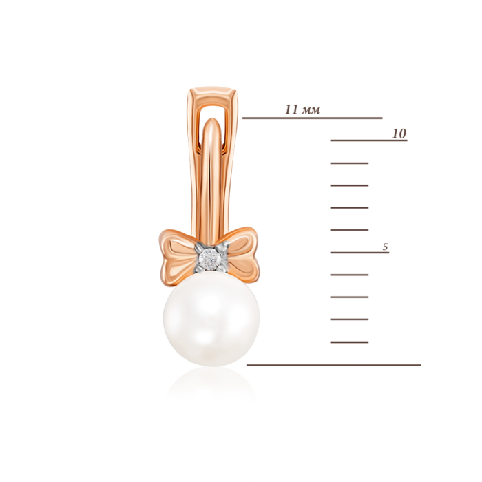 Золоті сережки з перлами та фіанітами. Артикул 22418/01/1/2091