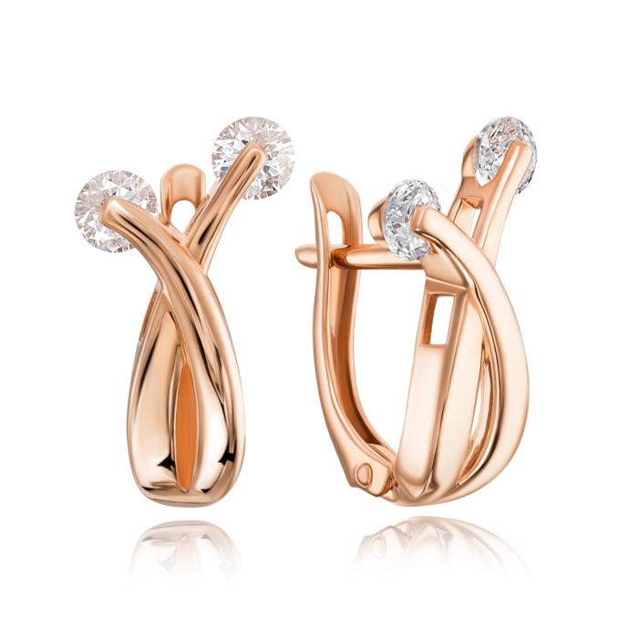 Золоті сережки з фіанітами. Артикул 22420/01/0/29