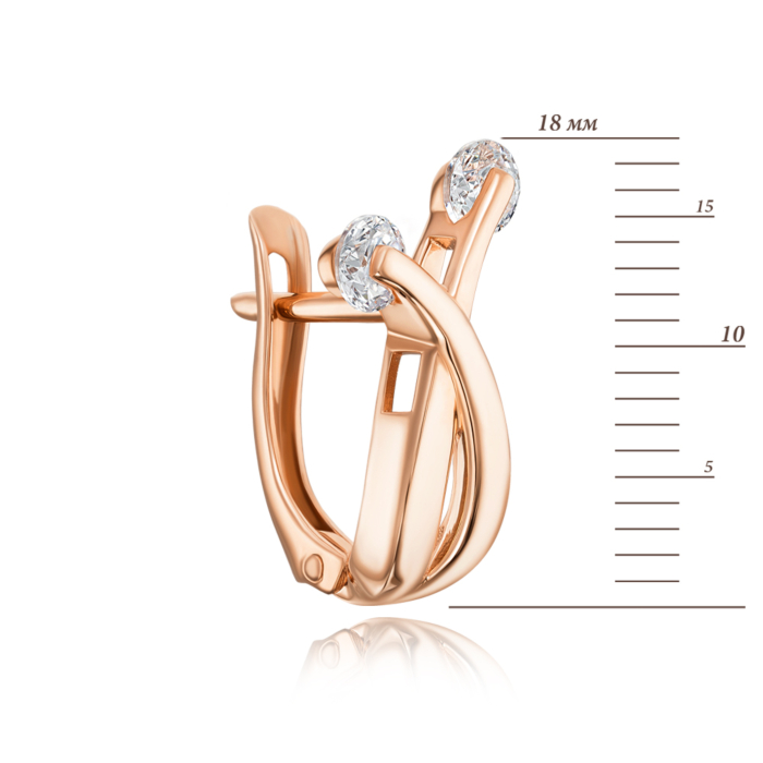 Золоті сережки з фіанітами. Артикул 22420/01/0/29