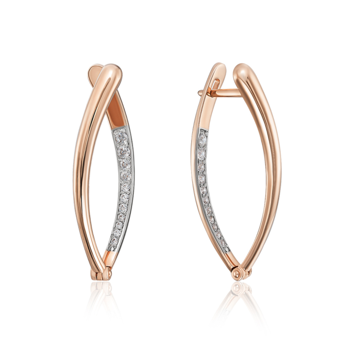 Золотые серьги с фианитами. Артикул 22425/01/1/117