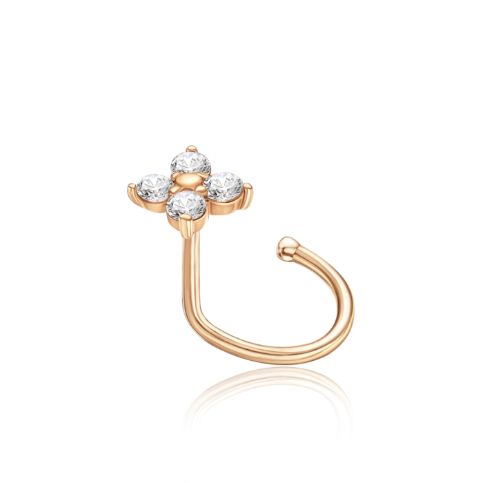 Золотий пірсинг в ніс з фіанітами. Артикул 22431/01/0/13