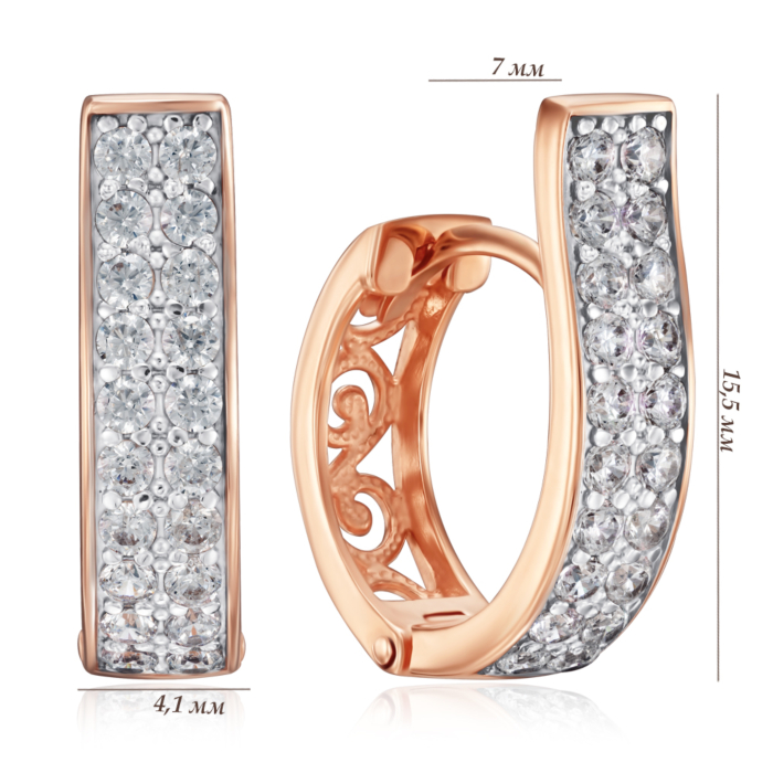 Золоті сережки з фіанітами. Артикул 22447/01/1/3