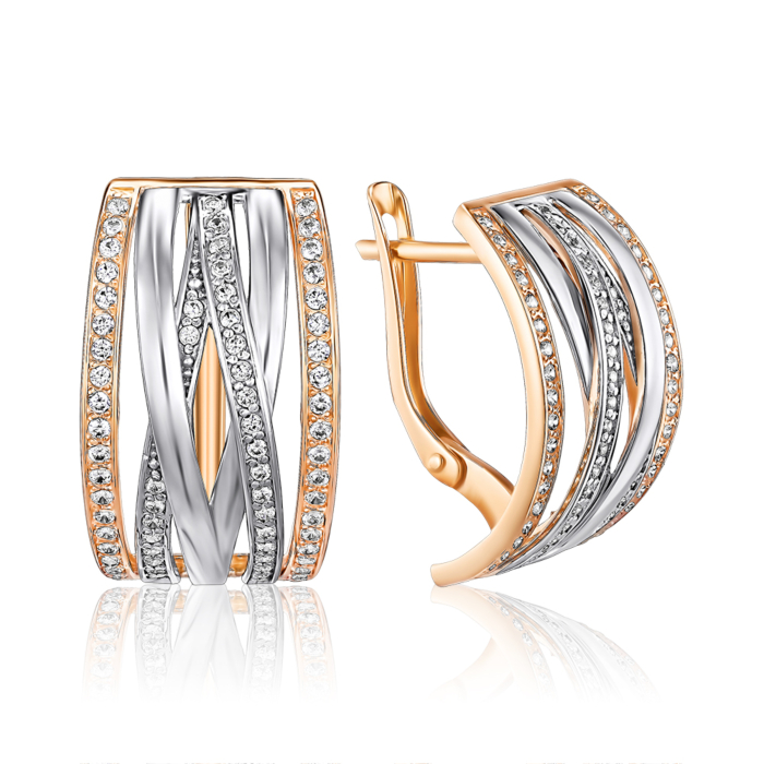 Золотые серьги с фианитами. Артикул 22469/01/1/323