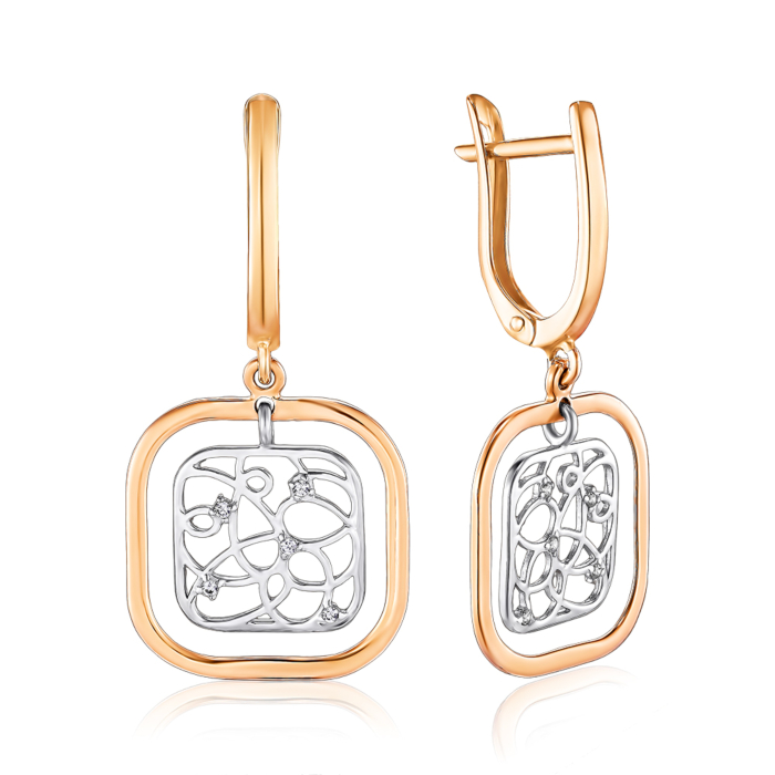 Золотые серьги с фианитами. Артикул 22472/01/1/1