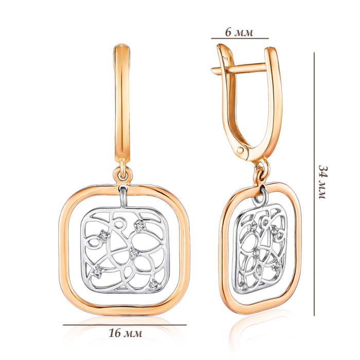Золотые серьги с фианитами. Артикул 22472/01/1/1
