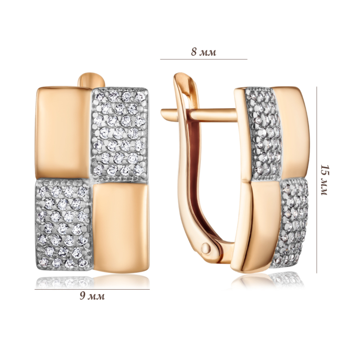 Золоті сережки з фіанітами. Артикул 22499/01/1/42