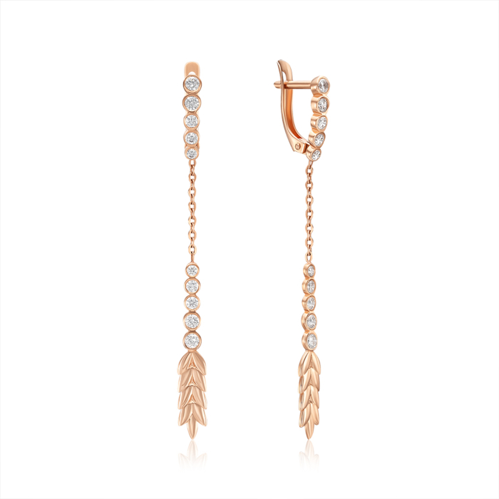 Золоті сережки з фіанітами. Артикул 22586/01/0/435