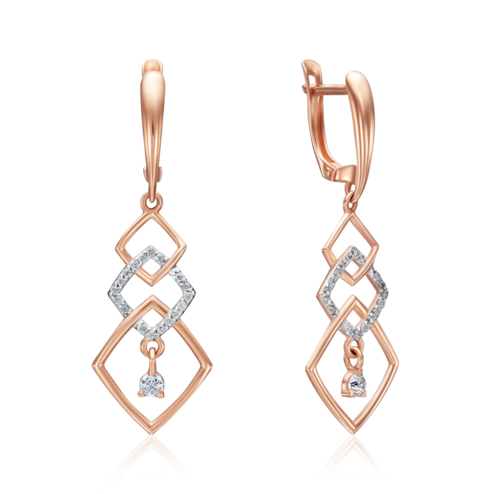 Золотые серьги с фианитами. Артикул 22588/01/1/47