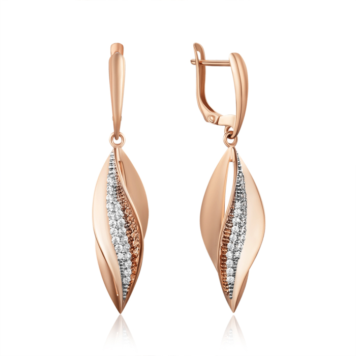 Золотые серьги с фианитами. Артикул 22600/01/1/36