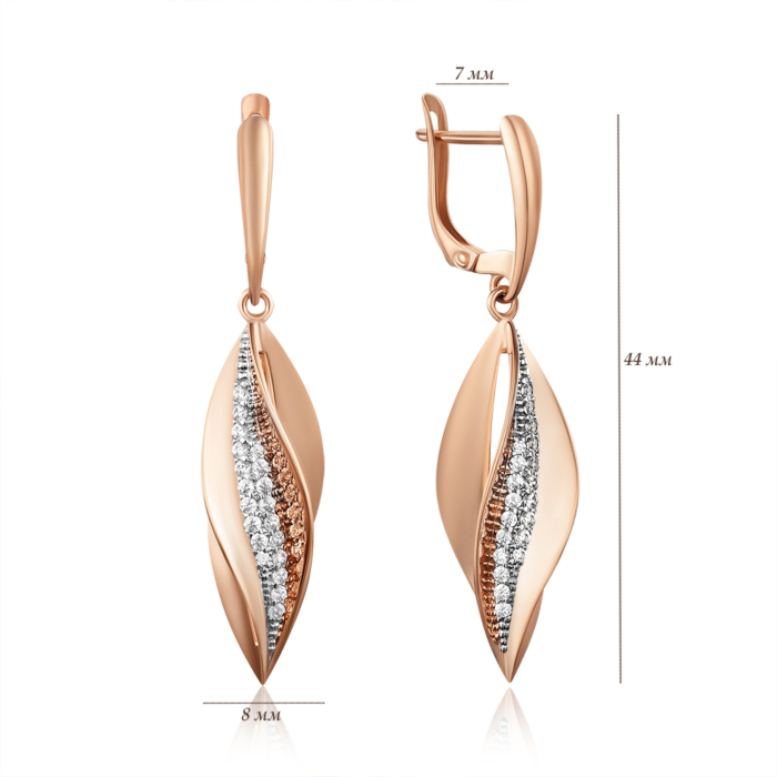 Золотые серьги с фианитами. Артикул 22600/01/1/36