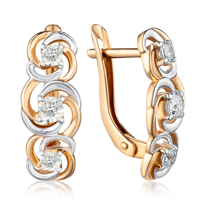 Золоті сережки з фіанітами. Артикул 22616/01/1/359