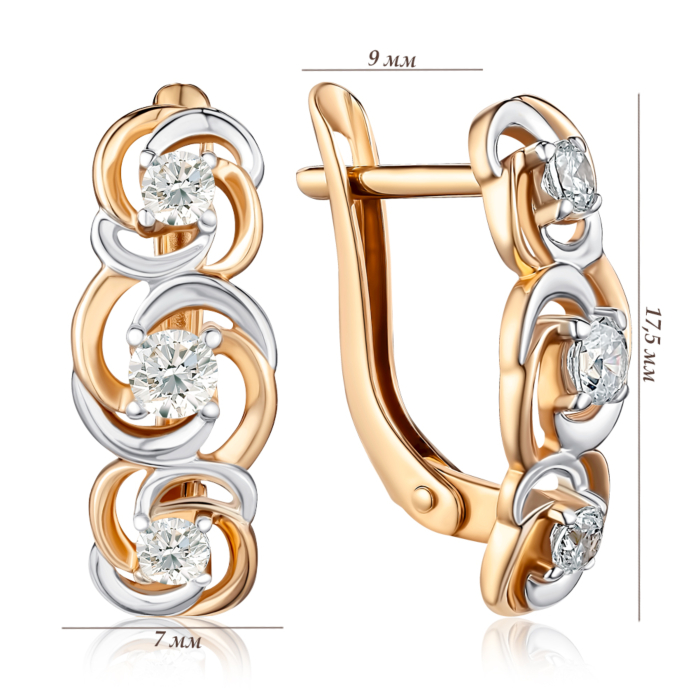 Золоті сережки з фіанітами. Артикул 22616/01/1/359