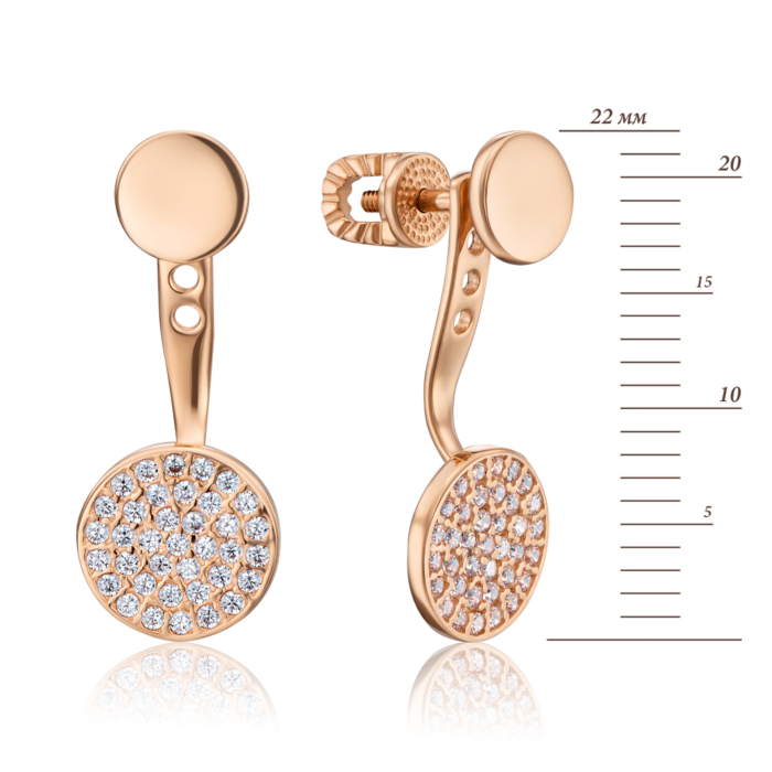 Золоті сережки-пусети з фіанітами. Артикул 22621/01/0/1