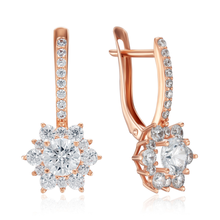 Золоті сережки з фіанітами. Артикул 22623/01/0/3557