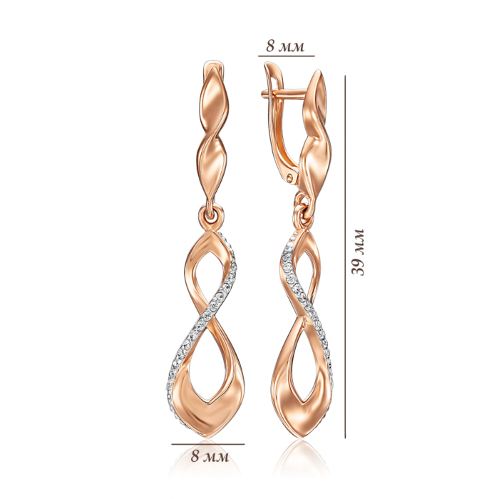 Золотые серьги с фианитами. Артикул 22639/01/1/1