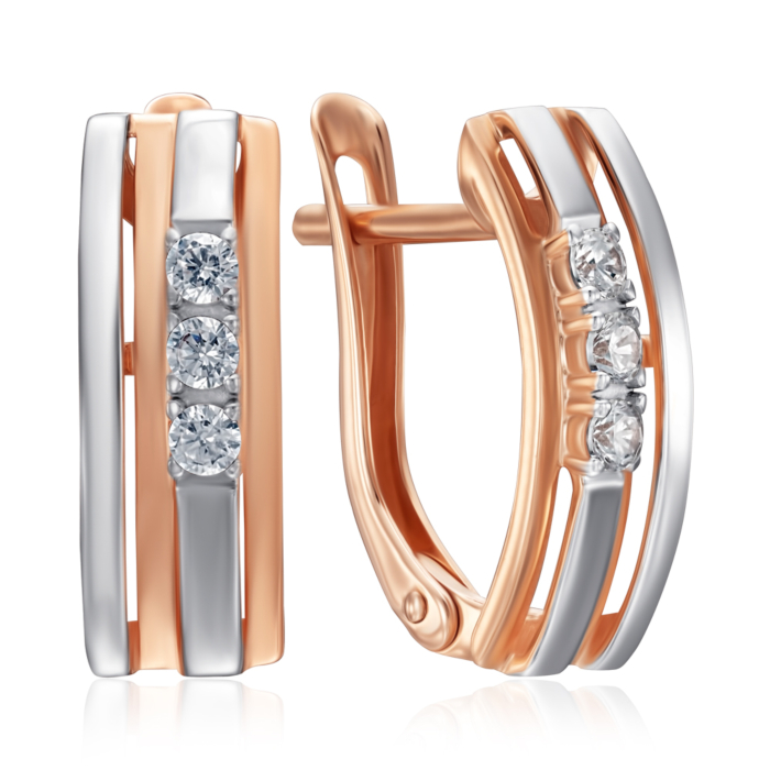 Золоті сережки з фіанітами. Артикул 22646/01/1/17