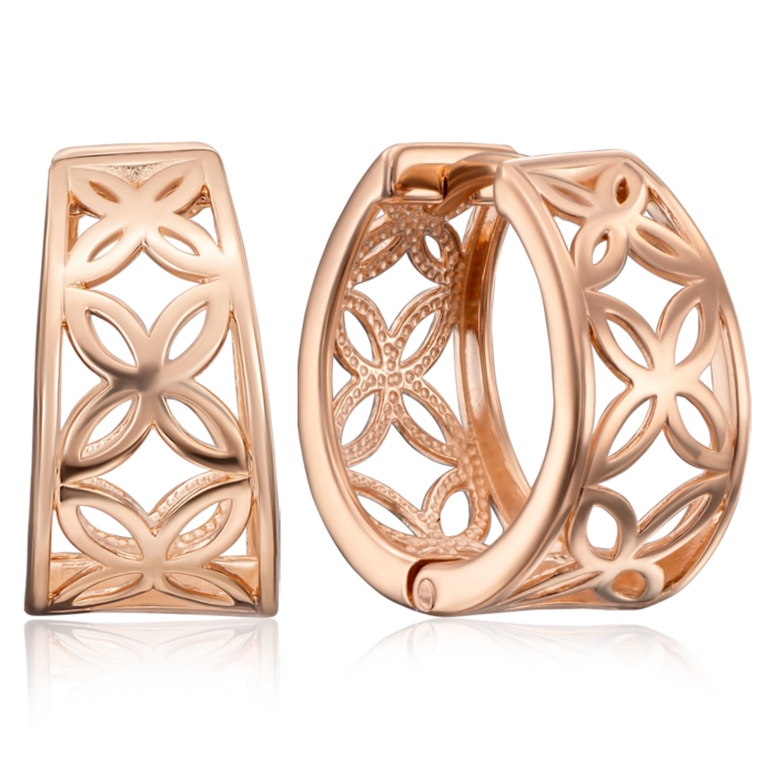 Золоті сережки-конго з алмазною гранню. Артикул 22675/01/0