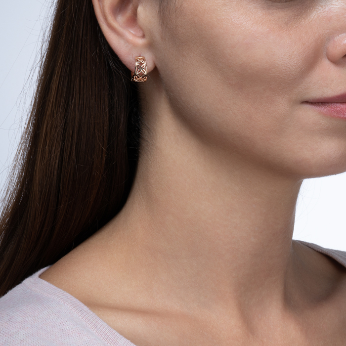 Золоті сережки-конго з алмазною гранню. Артикул 22675/01/0