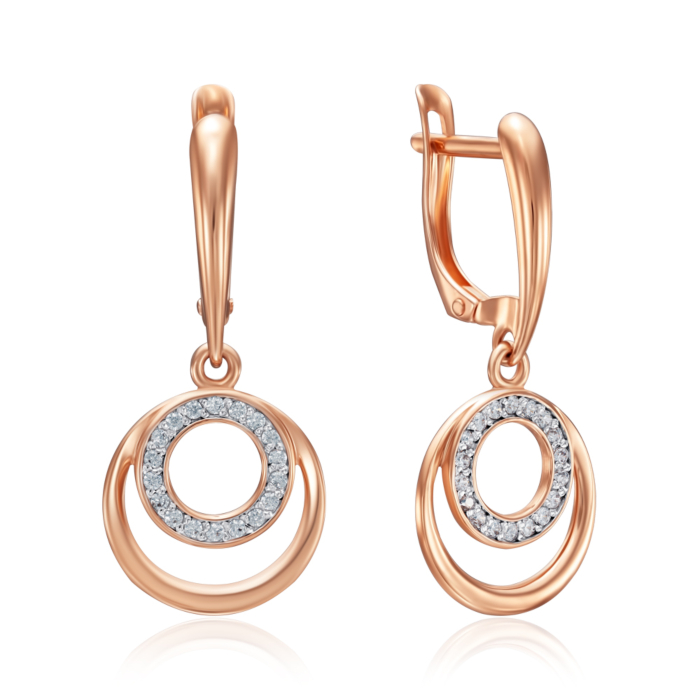 Золоті сережки з фіанітами. Артикул 22677/01/1/1