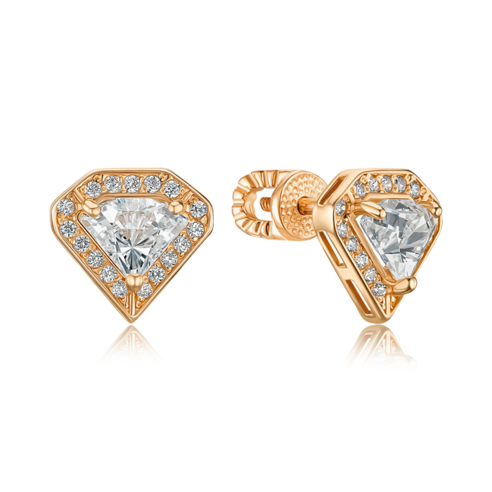 Золоті сережки-пусети з фіанітами Tesori 22681/01/0/4396