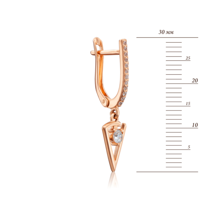 Золотые серьги-подвески с фианитами. Артикул 22684/01/0/76