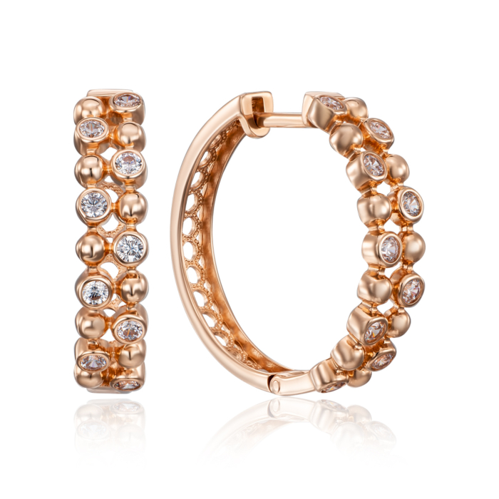 Золотые серьги-конго с фианитами. Артикул 22691/01/0/17