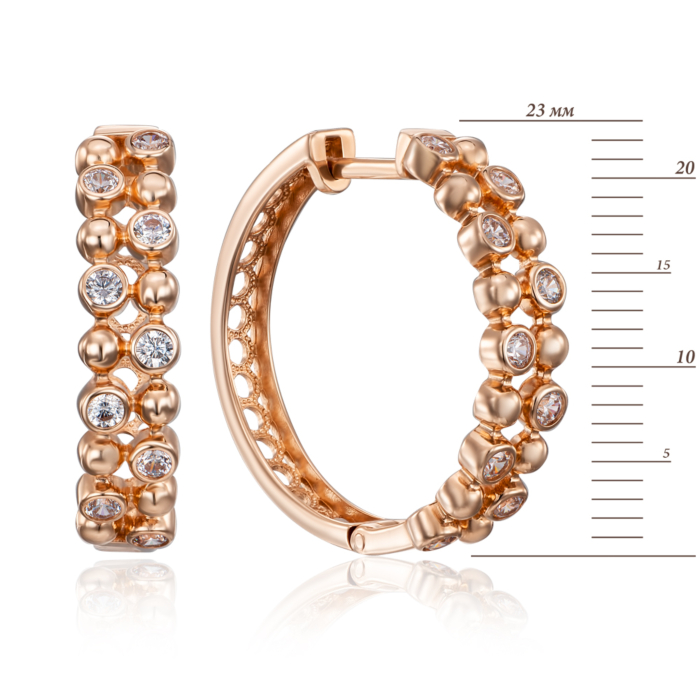 Золотые серьги-конго с фианитами. Артикул 22691/01/0/17